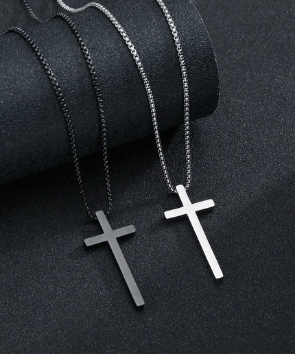 Stainless Steel Cross Pendant Necklace – Minimalist Unisex Jewelry