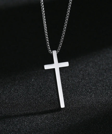 Stainless Steel Cross Pendant Necklace – Minimalist Unisex Jewelry