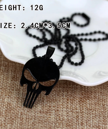 Stainless Steel Punisher Skull Necklace – Dark Knight Jewelry