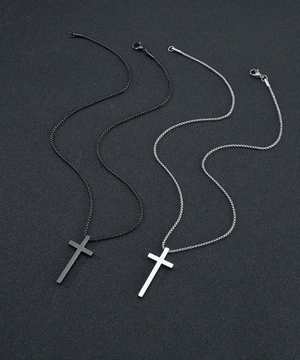 Stainless Steel Cross Pendant Necklace – Minimalist Unisex Jewelry