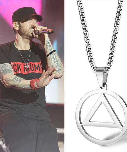 Eminem Triangle Pendant Necklace – Silver Hip Hop Street Style