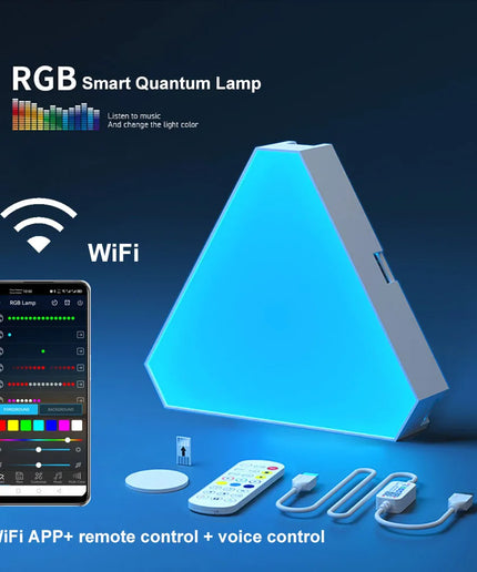 LED Triangular Quantum Lamp
RGB Wall Lamp with Smart Pickup Rhythm – Perfect for Bedroom, Bedside, Night Light, and Office Decoration!