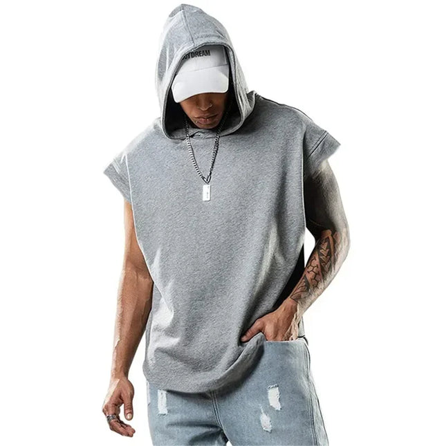 Men's Fitness Sleeveless Hooded Vest – Casual Loose Tank Top