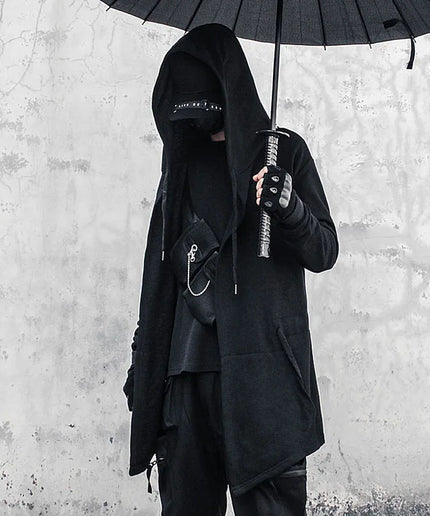 Men's Gothic Hooded Sleeveless Trench Coat – Punk Streetwear Windbreaker