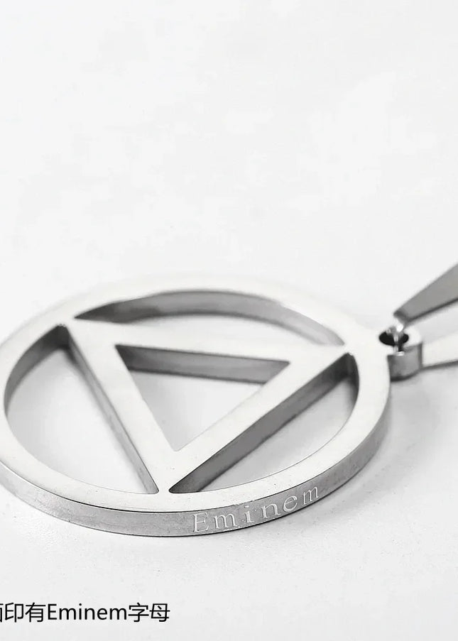 Eminem Triangle Pendant Necklace – Silver Hip Hop Street Style