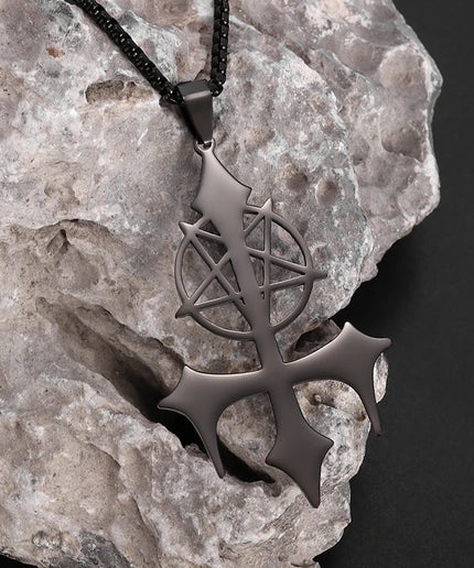 Inverted Pentagram Pendant Necklace – Stainless Steel Gothic Jewelry