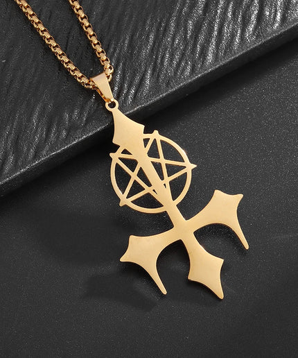 Inverted Pentagram Pendant Necklace – Stainless Steel Gothic Jewelry