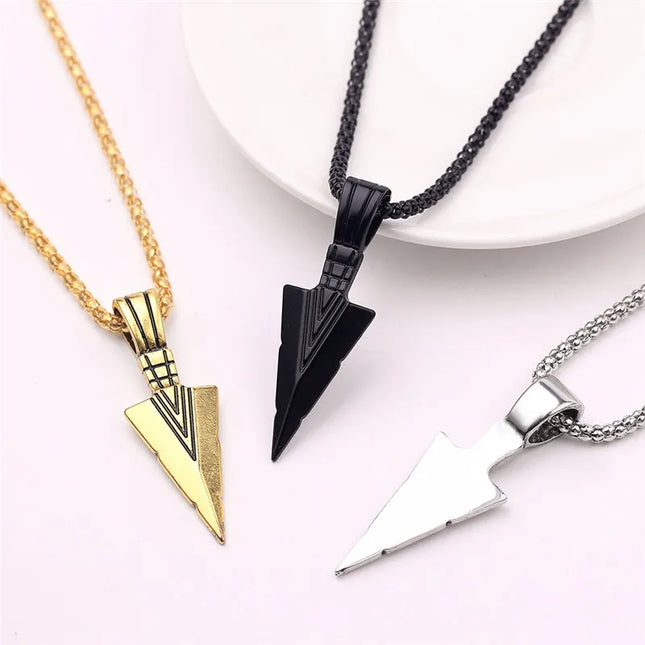 Silver Triangle Arrowhead Necklace – Retro Punk Jewelry for Men & Women