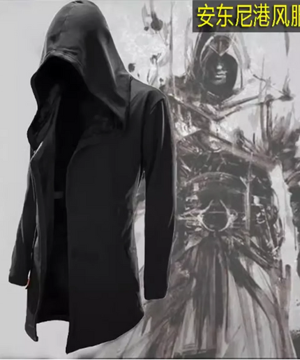 Assassin's Creed trench coat hooded men's mid length cape jacket