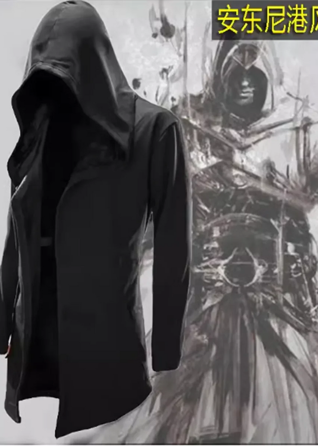 Assassin's Creed trench coat hooded men's mid length cape jacket