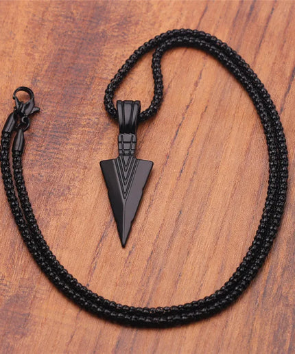 Silver Triangle Arrowhead Necklace – Retro Punk Jewelry for Men & Women