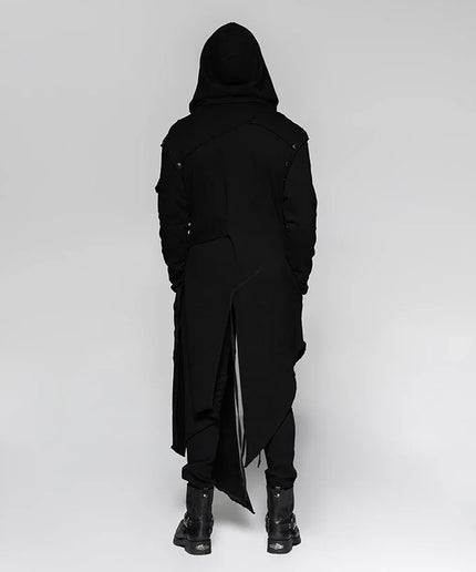 PUNK RAVE Men's Gothic Detachable Sleeves Long Asymmetrical Jacket  Punk Street Style Loose  Hoodie Men Coats Windbreaker