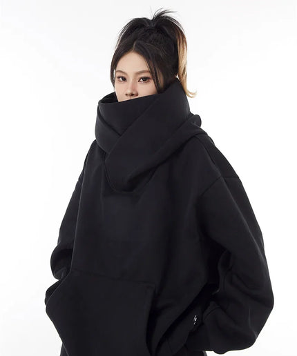 Autumn Ninja Turtleneck Hoodie – Y2K Vintage Fleece Sweatshirt