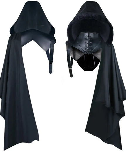 Medieval Gothic Knight Armour One Shoulder Cloak, Punk Lace Up Crusader Cosplay Costume