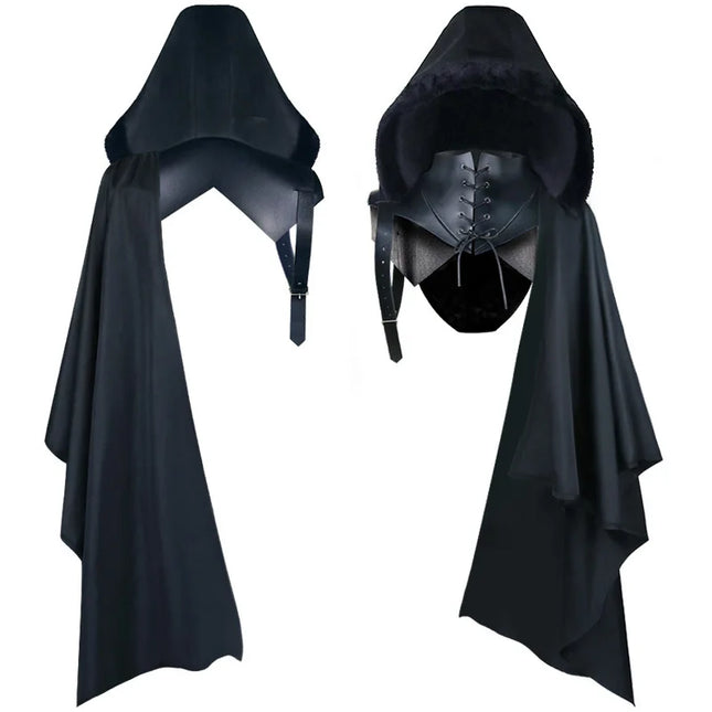 Medieval Gothic Knight Armour One Shoulder Cloak, Punk Lace Up Crusader Cosplay Costume