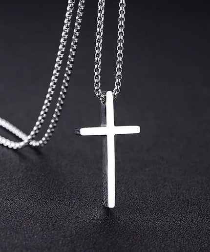 Stainless Steel Cross Pendant Necklace – Minimalist Unisex Jewelry