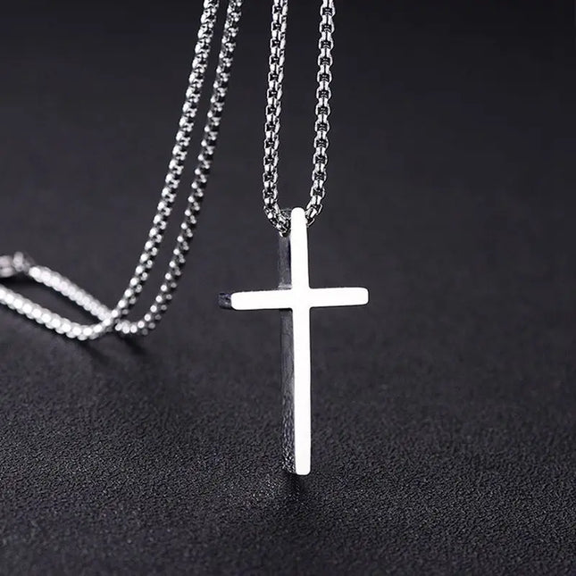 Stainless Steel Cross Pendant Necklace – Minimalist Unisex Jewelry