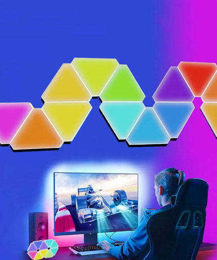 LED Triangular Quantum Lamp
RGB Wall Lamp with Smart Pickup Rhythm – Perfect for Bedroom, Bedside, Night Light, and Office Decoration!