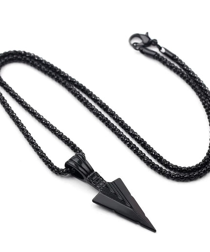 Silver Triangle Arrowhead Necklace – Retro Punk Jewelry for Men & Women