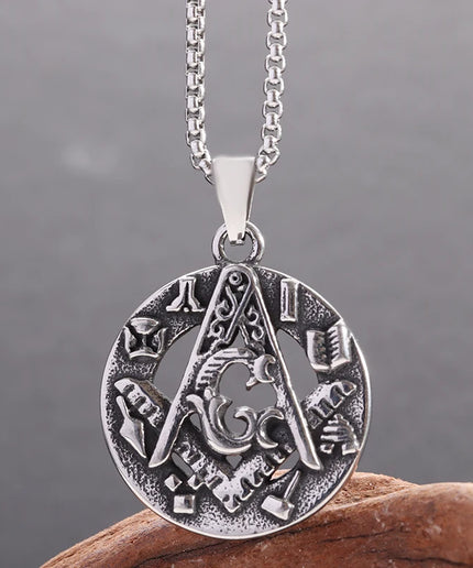 Assassin's Creed Ezio Pendant Necklace – Stainless Steel, Freemasonry Style