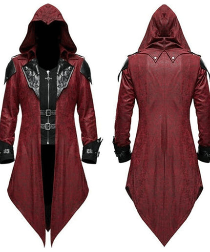 2 Color Assassin Cosplay Medieval Man Streetwear Hooded Jackets Outwear Costume Edward Assassins Creed Halloween Costume