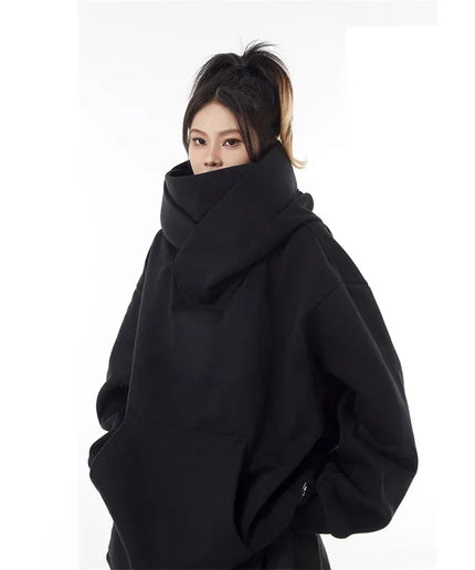 Autumn Ninja Turtleneck Hoodie – Y2K Vintage Fleece Sweatshirt