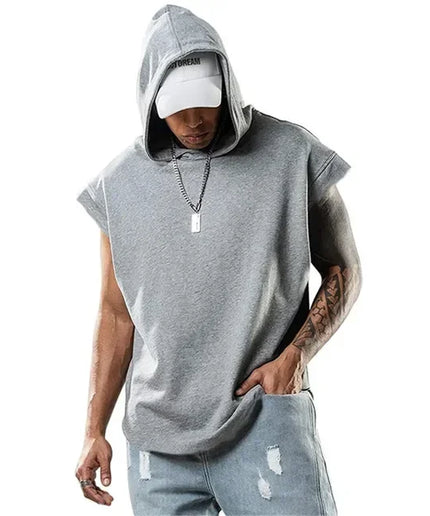 Men's Fitness Sleeveless Hooded Vest – Casual Loose Tank Top