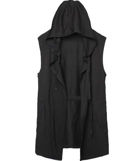 Men's Gothic Hooded Sleeveless Trench Coat – Punk Streetwear Windbreaker