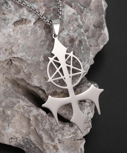 Inverted Pentagram Pendant Necklace – Stainless Steel Gothic Jewelry