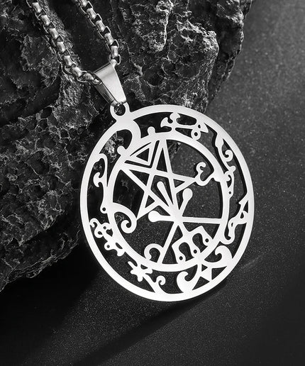 Inverted Pentagram Pendant Necklace – Stainless Steel Gothic Jewelry