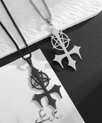 Inverted Pentagram Pendant Necklace – Stainless Steel Gothic Jewelry