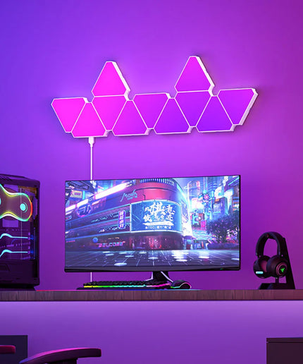 LED Triangular Quantum Lamp
RGB Wall Lamp with Smart Pickup Rhythm – Perfect for Bedroom, Bedside, Night Light, and Office Decoration!