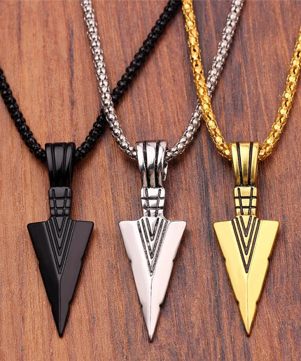 Silver Triangle Arrowhead Necklace – Retro Punk Jewelry for Men & Women