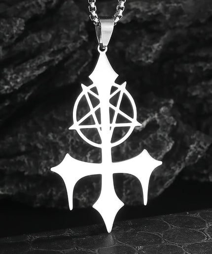 Inverted Pentagram Pendant Necklace – Stainless Steel Gothic Jewelry