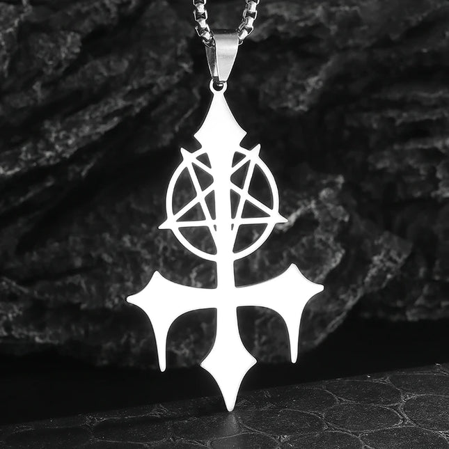 Inverted Pentagram Pendant Necklace – Stainless Steel Gothic Jewelry