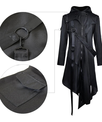 Gothic Long Sleeve Hooded Jacket – Men’s Halloween Cosplay Vintage Costume