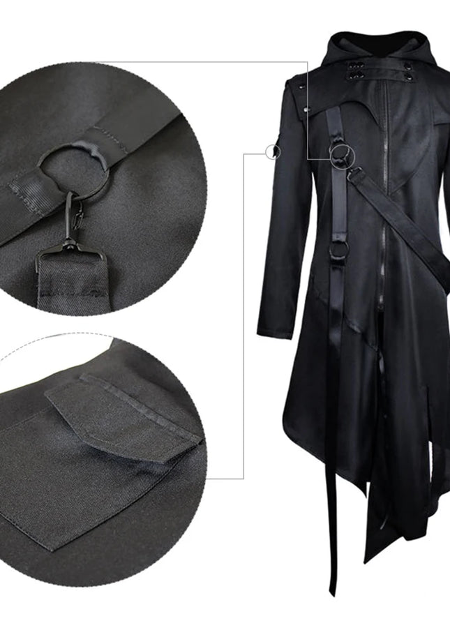 Gothic Long Sleeve Hooded Jacket – Men’s Halloween Cosplay Vintage Costume