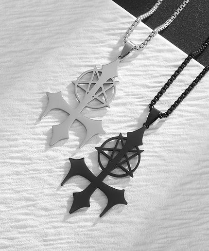 Inverted Pentagram Pendant Necklace – Stainless Steel Gothic Jewelry