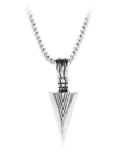 Silver Triangle Arrowhead Necklace – Retro Punk Jewelry for Men & Women