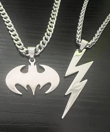 HNSP Bat Flash Pendant – Stainless Steel Necklace for Men