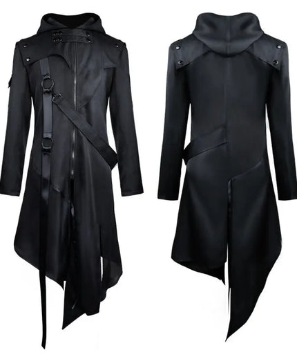 Gothic Long Sleeve Hooded Jacket – Men’s Halloween Cosplay Vintage Costume