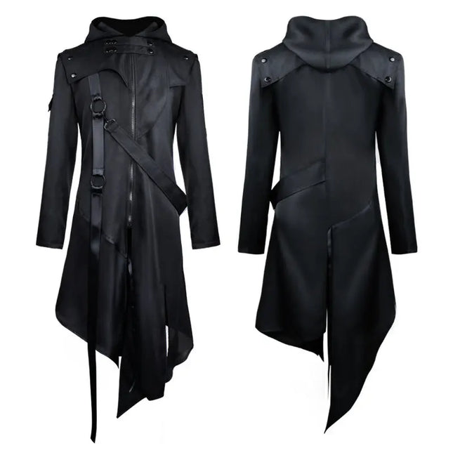 Gothic Long Sleeve Hooded Jacket – Men’s Halloween Cosplay Vintage Costume