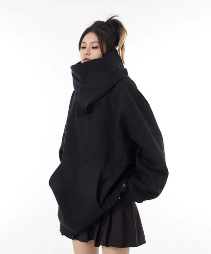 Autumn Ninja Turtleneck Hoodie – Y2K Vintage Fleece Sweatshirt