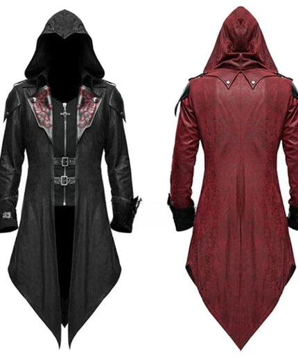 2 Color Assassin Cosplay Medieval Man Streetwear Hooded Jackets Outwear Costume Edward Assassins Creed Halloween Costume