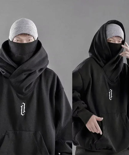 Embroidery Turtleneck Hoodie – Japanese Ninja Streetwear