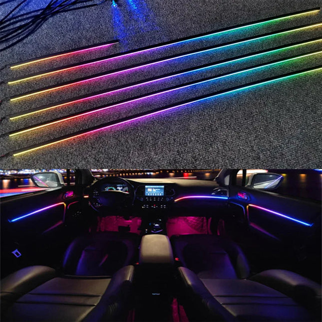 64 RGB Color Car Interior LED Ambient Light – Acrylic Light Guide, 18/10/6 in 1