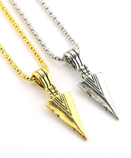 Silver Triangle Arrowhead Necklace – Retro Punk Jewelry for Men & Women