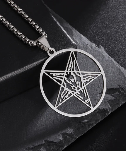 Inverted Pentagram Pendant Necklace – Stainless Steel Gothic Jewelry