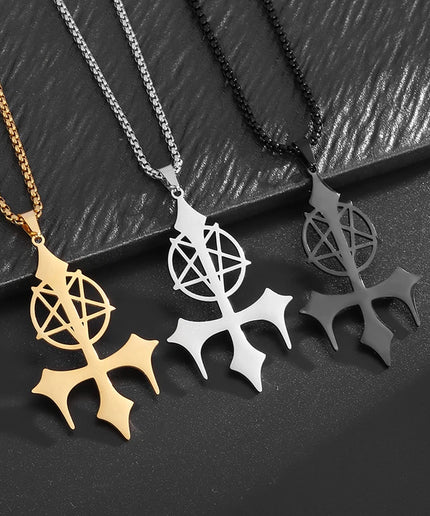 Inverted Pentagram Pendant Necklace – Stainless Steel Gothic Jewelry