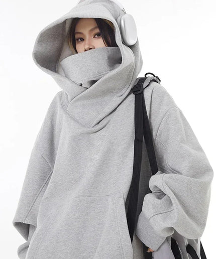 Autumn Ninja Turtleneck Hoodie – Y2K Vintage Fleece Sweatshirt